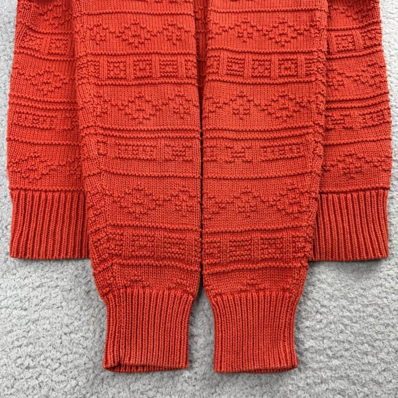 J Crew Sweater Mens Small S Orange Combination Guernsey Stitch Knit Sweatshirt - Picture 6 of 9